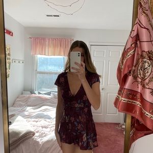 Urban Outfitters Maroon Floral Romper